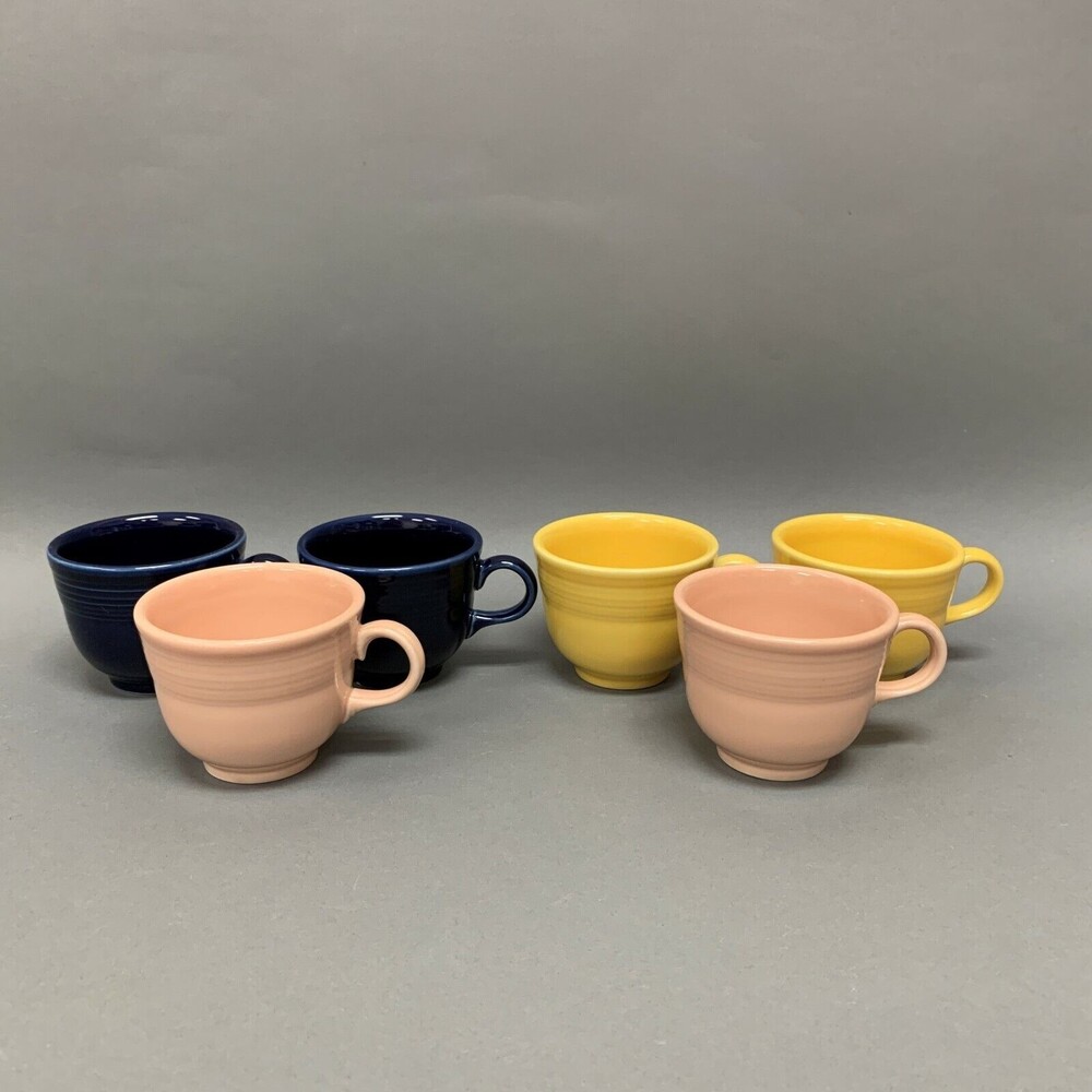 Homer Laughlin HLC LLD SSC Fiesta Cups Yellow Blue Purple Peach‎ Lot of 6